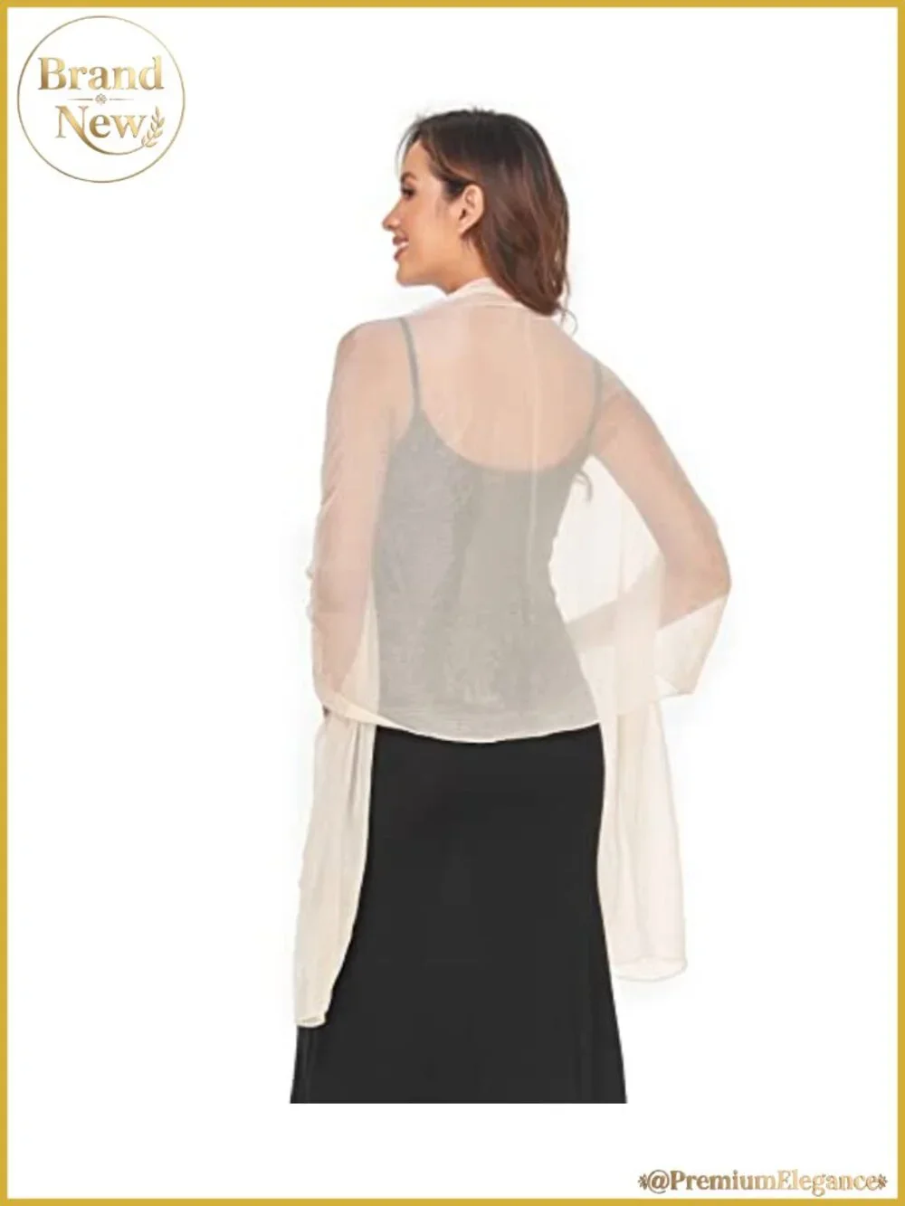 Silk Crepe Shawl Wrap - Sheer Chiffon Scarf for Evening Weddings